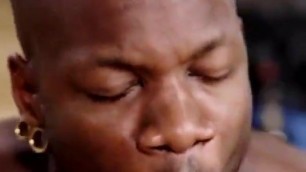 Black guy pumps a huge white cock
