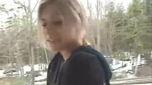 Cute girt farting on her balcony