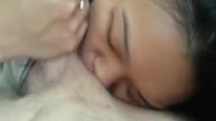 Hot asian babe sucking like a pro