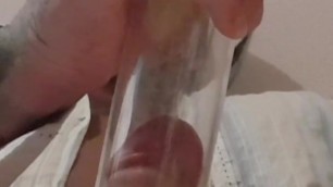 Muscle guy milks his dick with vacuum cleaner 7 times orgasm