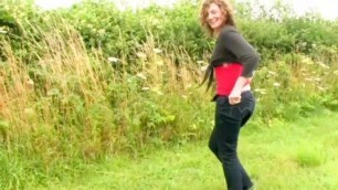 Hairy MILF Pissing In Field