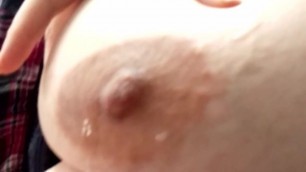 Cum on wife's pregnant tits