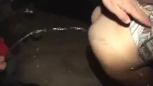dumb piss slut gets pissed on