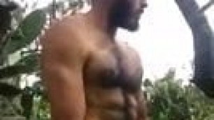 Str8 Spanish jerk in public forest