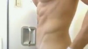 Muscle Boy Masturbates in Bathroom