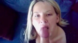 Blonde Slut Sucks Cock And Gets Big Cum Facial !!