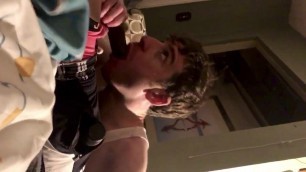 Hung thug force feeds slutty white twink his BBC