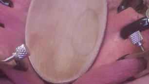 Masochist Sub, pussy stretcher and wooden spoon (OLD VIDEO)