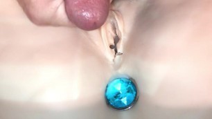 Fuck fake pussy with butt plug