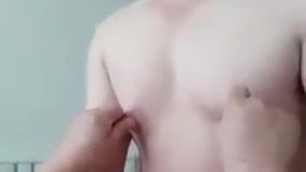 Chinese cub cums handsfree while riding cock