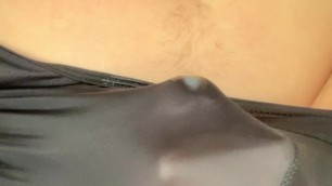 Cumming through cycling shorts