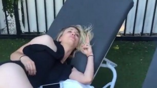 Kaley Cuoco in swimsuit hanging out with girlfriends