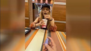 Public remote with vibrating sextoy - Tranny cumshot!!