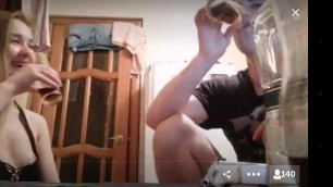 Russian blonde girl show tits and dance in Periscope 3