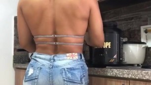 Booty in the kitchen