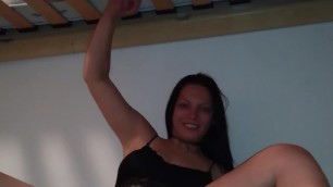 Milking a cock at the youth hostel while masturbating in a bunk bed