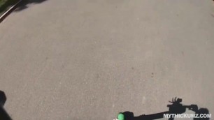 PAWG teen babe blows strangers big cock