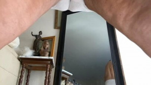 Masturbating mature hairy pussy in panties to wet & dirty them.