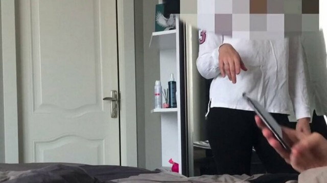 Stepsister caught jerking off and sat on a dick