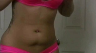 Horny brunette doing amazing tricks with her big round ass