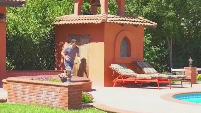 Horny Neighbour Caught Spying On Perfect Assed Milf Showering In Her Backyard After Sweaty Workout