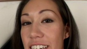 Cute girl sucking horny stud’s huge dick after rubbing her pussy