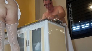 Nudist housekeeper Regina Noir cooking in the kitchen. Naked maid makes dumplings. Naked cooks. Hidden camera 3