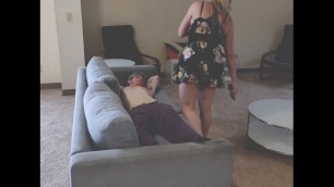 Sexy Blonde Deep Throat and Rides Dick