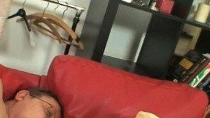 The very sexy blonde caregiver satisfies the elderly dude