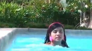 Tobie Teen with small tits Fingering at Pool – Solo