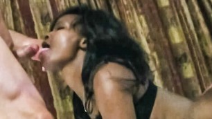 Obedient ebony girlfriend waits for my dick to stretch her