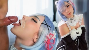 Sexy Maid Rem Sucks and Hard Fucks first Time with Subaru to Cum in Mouth - Cosplay Re:zero