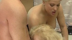 Threesome with grandmother and teen