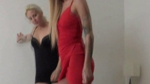 Amber, Clarissa, Mira and Princess Kirstin dominate slaves