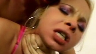 Horny babe moans in pleasure as her tight asshole is drilled by a huge dick
