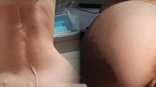 POV Fucked her in a room and on the balcony, CUMSHOT doggystyle, sunny and nice view