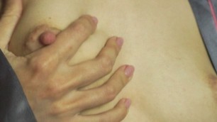 Teen bitch playing with tits, real masturbation orgasm