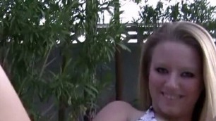 Lovely hottie masturbating with a big purple dildo