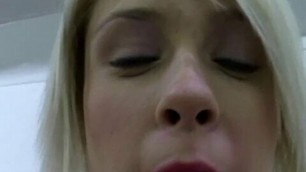 Cute blonde shows off her sucking skills before getting her ass creamed