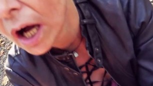 Mature dark haired German granny picked up for a pov fuck outdoors