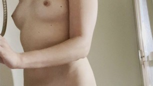 Teen strips and takes a shower