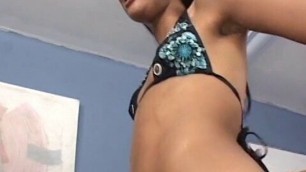 Sexy black broad with small tits deepthroats and takes black cock