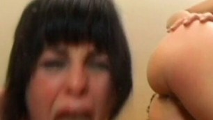 Stud fucks two bisexual cock sucking sluts while they play with toys