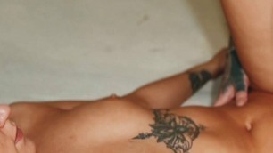 Played with pussy toy, fucked doggy style and cum on belly in missionary position