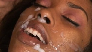 Ebony chick gets white cock gangbang while screaming out of pleasure