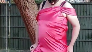 Hot tv hooded outdoor in full length satin gown