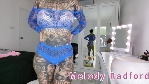 Blue Lace Sheer Lingerie Try On Haul with BIG TITS Melody Radford
