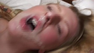 A slim German blonde loves receiving a double cumshot