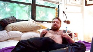 Hairyartist in leather strip JO