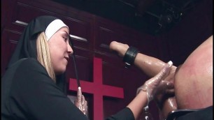 HARDCORE BDSM nun slaps priest on the ass before fucking him in the ass